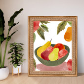 Schale mit Obst | Wasserfarben Zitrusfrüchte Poster