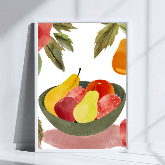 Schale mit Obst | Wasserfarben Zitrusfrüchte Poster