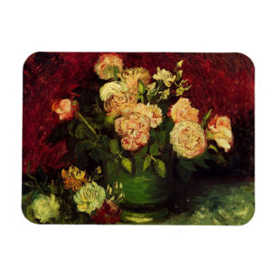 Schale mit Pfingstrosen und Rose, Vincent van Gogh Magnet