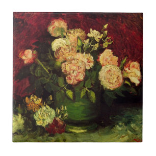 Schale mit Pfingstrosen und Rosen von Vincent van Fliese