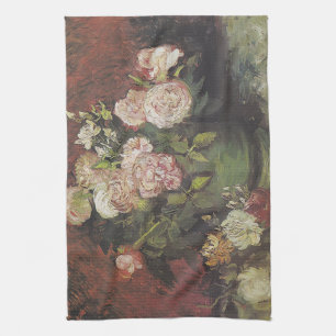 Schale mit Pfingstrosen und Rosen von Vincent van Geschirrtuch