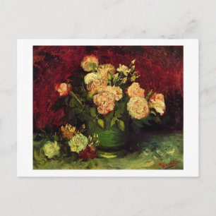 Schale mit Pfingstrosen und Rosen von Vincent van Postkarte