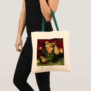 Schale mit Pfingstrosen und Rosen von Vincent van Tragetasche