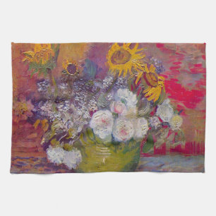 Schale mit Sonnenblumen und Rosen von Vincent van  Geschirrtuch