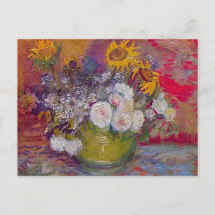 Schale mit Sonnenblumen und Rosen von Vincent van  Postkarte