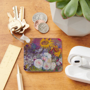 Schale mit Sonnenblumen und Rosen von Vincent van  Schlüsselanhänger