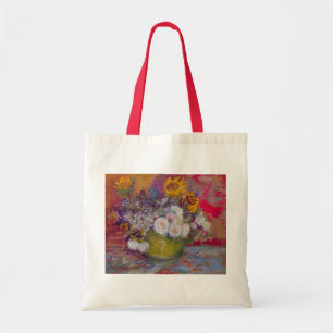 Schale mit Sonnenblumen und Rosen von Vincent van Tragetasche