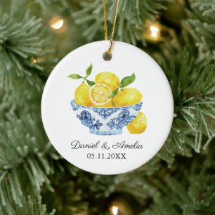 Schale mit Zitronen Chinoiserie Hochzeitsgeschenk Keramik Ornament