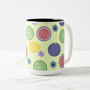 Schale mit Zitrusmuster – Zitrone, Feige und Limet Zweifarbige Tasse
