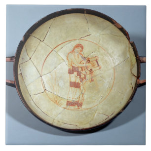 Schale ohne Fuß, stehendes Muse, das den Lyre Fliese