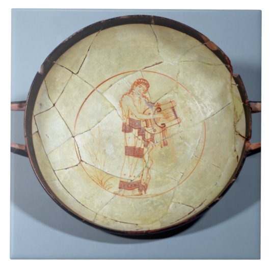 Schale ohne Fuß, stehendes Muse, das den Lyre Fliese (Vorderseite)