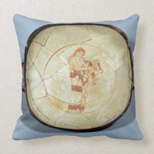 Schale ohne Fuß, stehendes Muse, das den Lyre Kissen