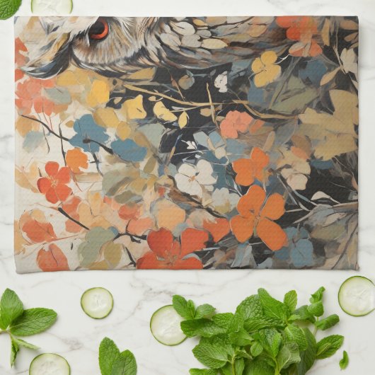 Schale und Blume in Frühlingsgemälden Geschirrtuch (Gefaltet)