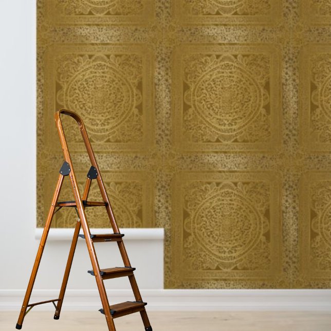 Schale und Stock Indianergold inspiriert Tapete (Peel and stick wallpaper Indian influenced gold Wallpaper)