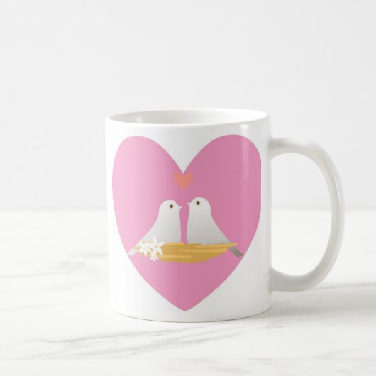 Schale-Valentinsgruß Tauben-Herz Kaffeetasse (Rechts)