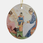 Schälen der Erbsen, Kneipe. in "Lasst Licht Hinin" Keramikornament (Links)