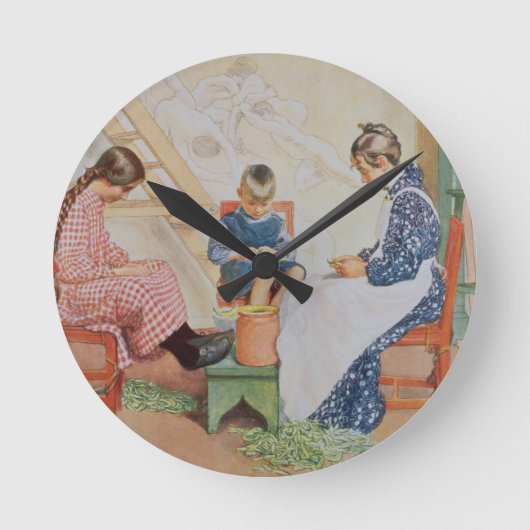 Schälen der Erbsen, Kneipe. in "Lasst Licht Hinin" Runde Wanduhr (Vorderseite)