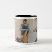 Schälen der Erbsen, Kneipe. in "Lasst Licht Hinin" Zweifarbige Tasse (Mittel)