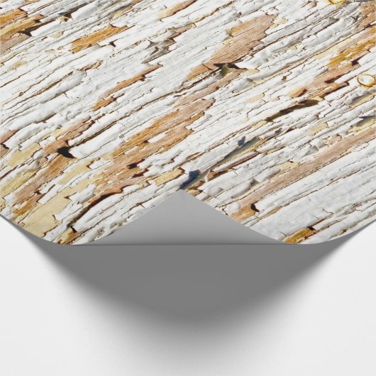 Schalen-Farbe auf gealterter hölzerner abstrakter Geschenkpapier (Ecke)
