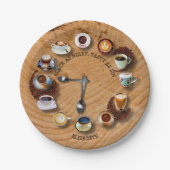 Schalen schwarzer Kaffee mit Bohnen als Uhr Pappteller (Vorderseite)