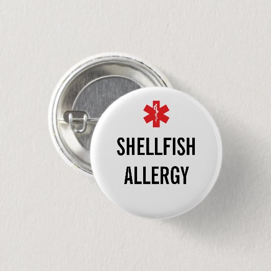Schalentier-Allergie-Alarm-Knopf Button (Vorne & Hinten)