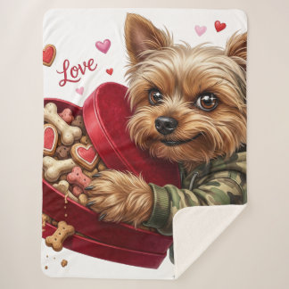 Schalkhaftes Valentins-Yorkie-Liebe-Sherpa-Decke Sherpadecke
