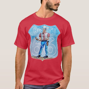Schalldämpfer-Mann-Statue entlang der Route 66 in T-Shirt