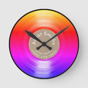 Schallplatte, eine bunte runde wanduhr