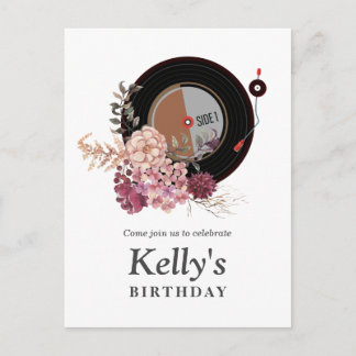 Schallplatte Geburtstag Einladung Postkarte