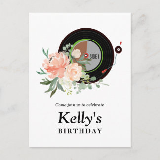 Schallplatte Geburtstag Einladung Postkarte
