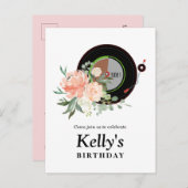 Schallplatte Geburtstag Einladung Postkarte (Vorne/Hinten)