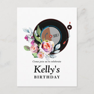 Schallplatte Geburtstag Einladung Postkarte