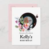 Schallplatte Geburtstag Einladung Postkarte (Vorne/Hinten)