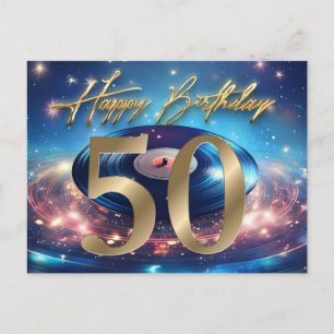 Schallplatte Happy 50. Geburtstag Postkarte