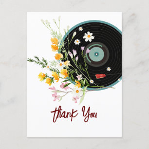 Schallplatte, Oldies Rustikale Musik, Blumen, Postkarte