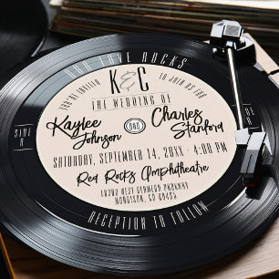 Schallplatte Schwarz und Elfenbein Vintage-Musik-H Einladung