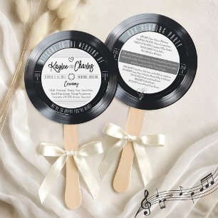 Schallplatte Schwarz-Weiß Retro-Hochzeitsprogramm Fächer