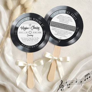 Schallplatte Schwarz-Weiß Retro-Hochzeitsprogramm Fächer