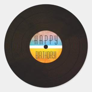 Schallplatte Vinyl Vintag Style Runder Aufkleber