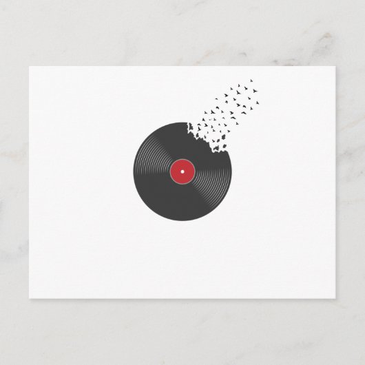 Schallplatte Vinyl Vögel Musik Lied Ton Postkarte (Vorderseite)