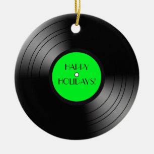 Schallplatten-Album Frohe Feiertage Keramik Ornament