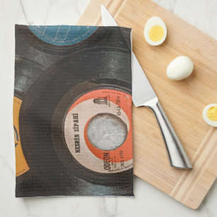 Schallplatten aus schwarzem Vinyl Klassiker Geschirrtuch
