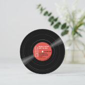 Schallplatten-Monogramm - Retro rotes Label Save The Date (Stehend Vorderseite)