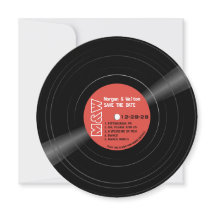 Schallplatten-Monogramm - Retro rotes Label