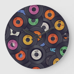 Schallplatten-Musik-Hintergrund im Vintage-Stil Große Wanduhr