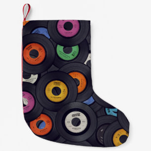 Schallplatten-Musik-Hintergrund im Vintage-Stil Kleiner Weihnachtsstrumpf
