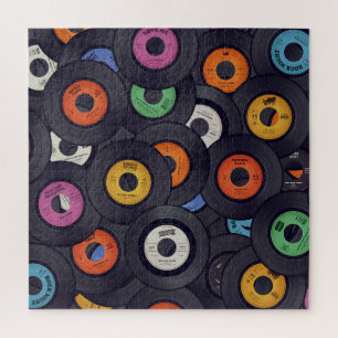 Schallplatten-Musik-Hintergrund im Vintage-Stil Puzzle