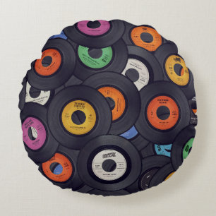 Schallplatten-Musik-Hintergrund im Vintage-Stil Rundes Kissen