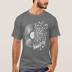 Schallplatten-Musiknoten Retro-Piano Freunde Junge T-Shirt