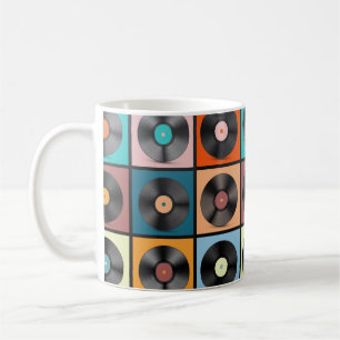 Schallplatten. Retro-LP-Discs-Set vintage Illustra Kaffeetasse